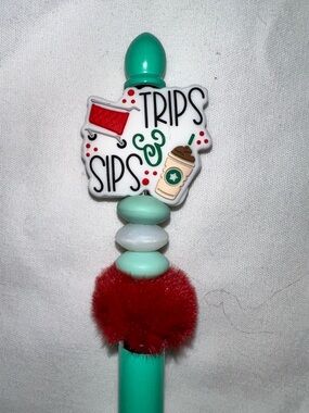 STYLUS - Trips & Sips stylus/pen - Mint Green and Red